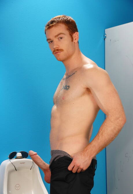 Two american dudes hunk Parker London and hairy stud James Jamesson have a hot couple scene in bathroom