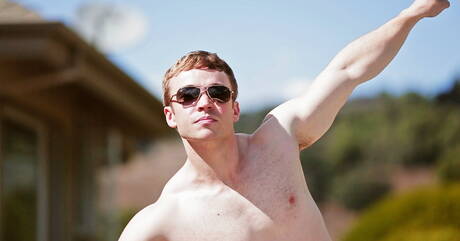 Sexy boys Kayden Hurley, Gabriel Cross and Taylor Wolf in hard threesome sex in bathroom