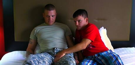 Beefy Nick and husky guy Marty in cock sucking scene