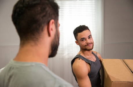 Nice american boys hairy stud Adam Ramzi and hunky guy Beaux Banks in hot homosexual scene