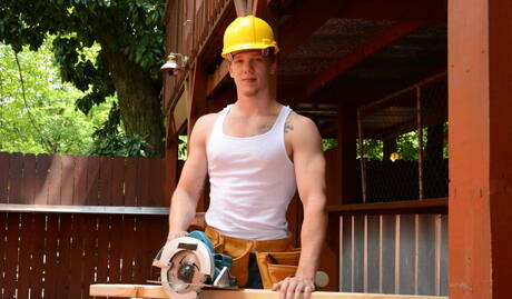 Johnny, Cameron, Tom, Brad, Matthew in hot bang outdoor