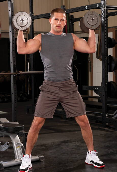 American tough guy Roman Todd and  Adam Gregory in blowjob scene outside