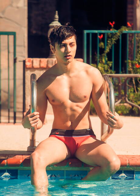 Josh Brady, Joey Mills, Corbin Colby, Cameron Parks, Luke Wilder, Angel Rivera in young studs orgy at the pool