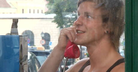 Czech pornstars young Ronny Lamarr and well-built Roald Ekberg in hard anal sex outside