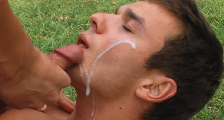 Czech hunk Colin Hewitt and american strong bull Brady Jensen banged each other outside