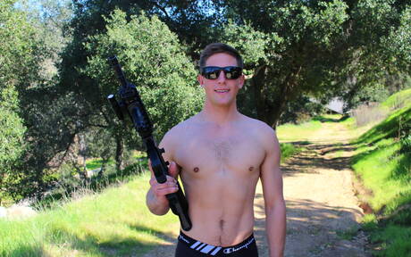 Hot buddies Jason Long, Scott Finn and Jack Greyson have a good 3some sex outdoor