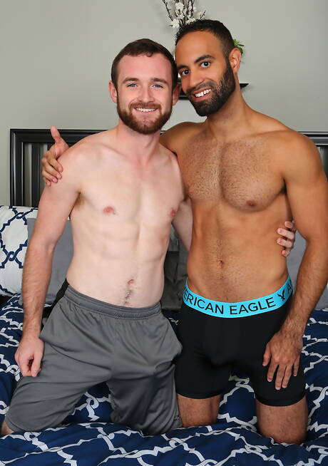 Sexy dude Lorenzo and hot boy Easton fuck ass after sucking cock