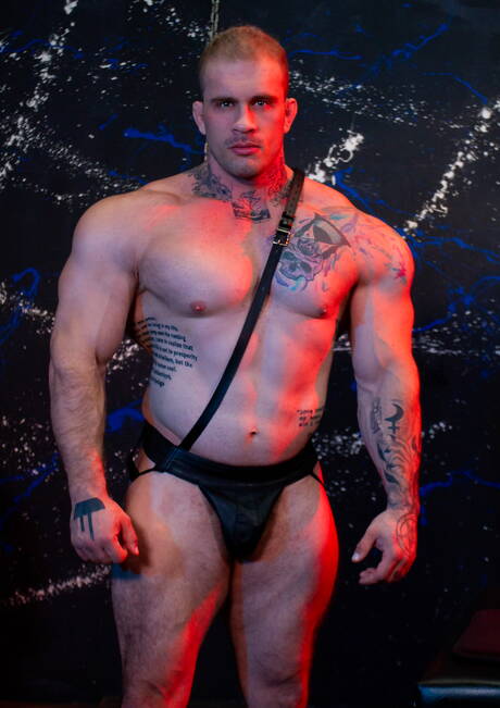 Davin Strong and american mature bear Beau Butler masturbating with dildo