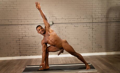 Nasty buddies Adrian Hart, Finn Harding and Felix Fox in interracial groupsex