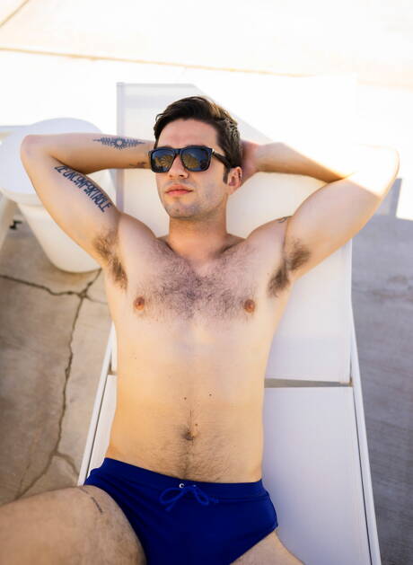 Nicky, Josh, Phillip, Casey in gangbang scene at pool