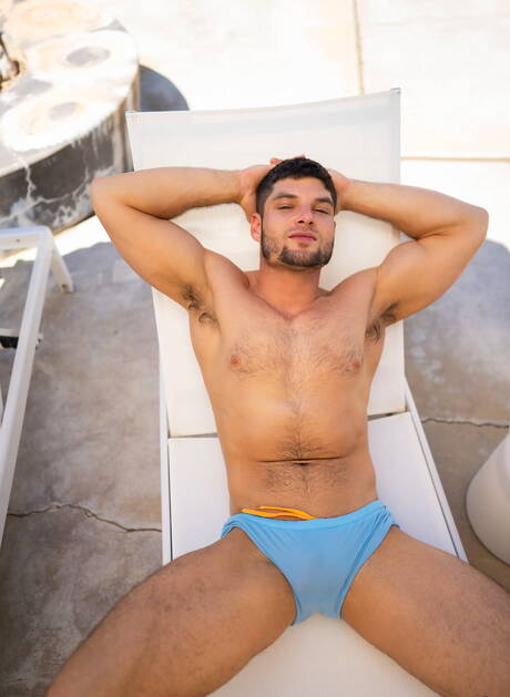 Nicky, Josh, Phillip, Casey in gangbang scene at pool