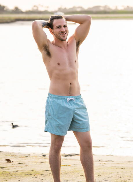 Attractive guy Blake and hot dude Rowan make a love on the beach