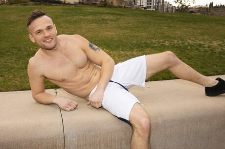 Well-built Sean and hunk Mick in hot ass bang outdoor