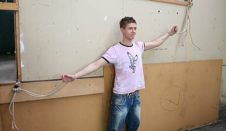 Young boy Lloyd Adams and beautiful boy Matthias Mann in bondage sex scene