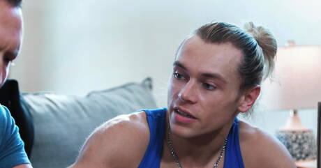 American stars well-built Pierce Paris and stud Johnny Moon in hard anal sex