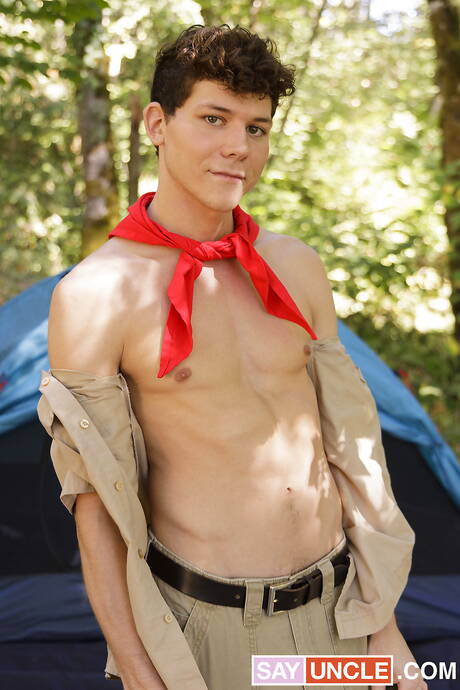 Nasty buddies Greg Mckeon, Colton Mckeon and Grey Gold in threesome fuck action outdoor