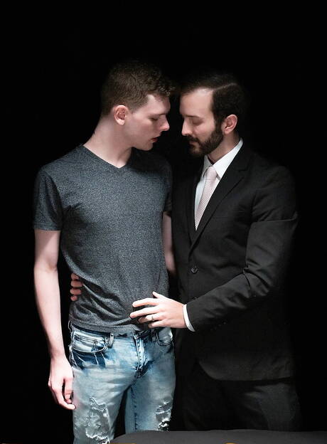 Two american boys mature bear Cain Marko and young dude Ethan Tate have a hot couple sex