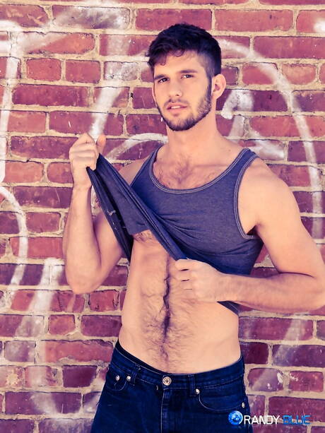 American hairy stud Jimmy Fanz jack off his cock outdoor